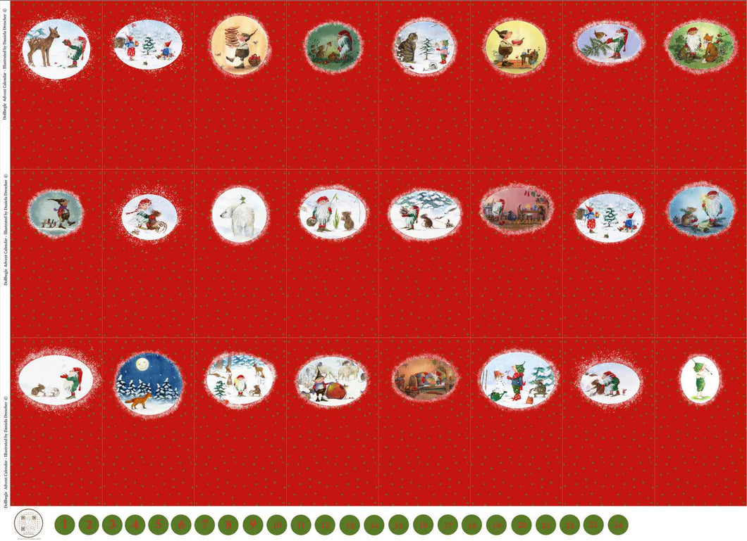 2 in 1 Advent Calendar Sewing Project - per bolt of 10,70 M = 10 Coupons of 107 CM