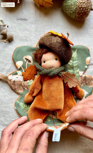 Acorn Fairy in Acorn Wicker Basket
