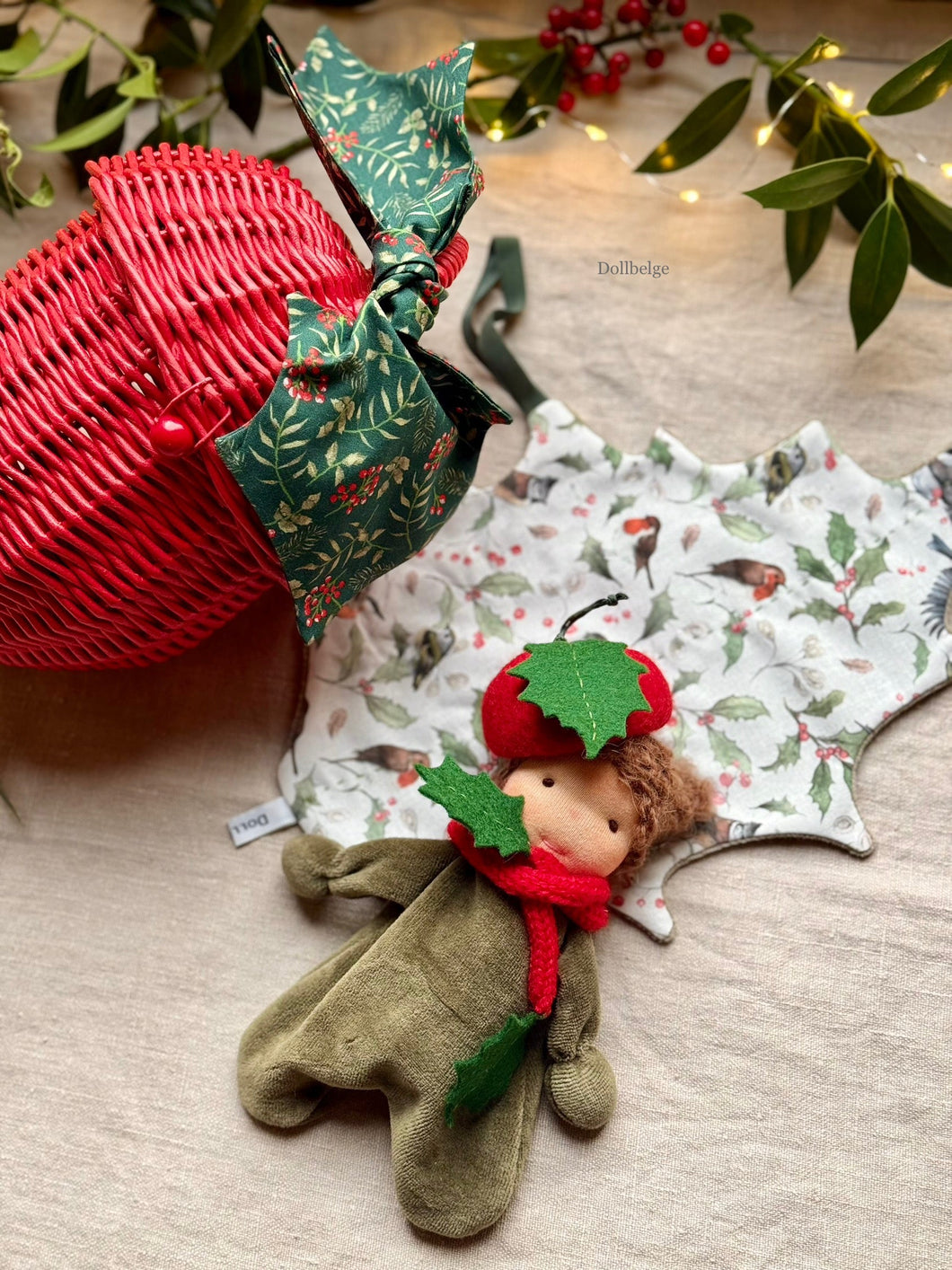 Holly Fairy in Wicker Basket